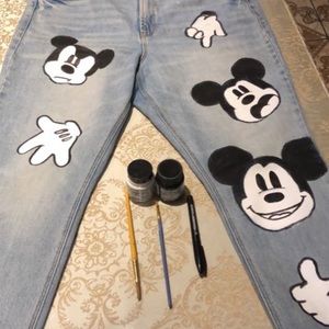 Hand-painted Mickey Mouse Jeans